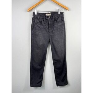 Madewell Women's High Rise Slim Straight Jeans 26P Petite Black Gray Wash Denim